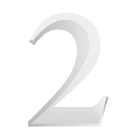 Silver Number Two Vector Illustration With Gradient Isolated On White Background.のイラスト素材