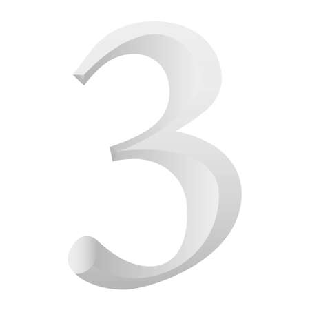 Silver Number Three Vector Illustration With Gradient Isolated On White Background.のイラスト素材