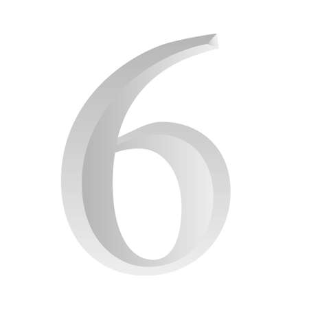 Silver Number Six Vector Illustration With Gradient Isolated On White Background.のイラスト素材