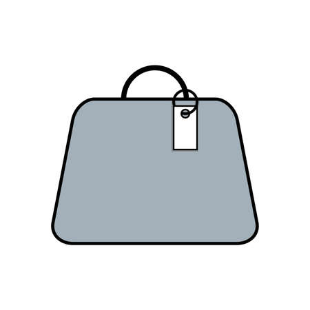 Women's fashionable light blue bag with a tag. Flat vector illustration. Style concept.のイラスト素材