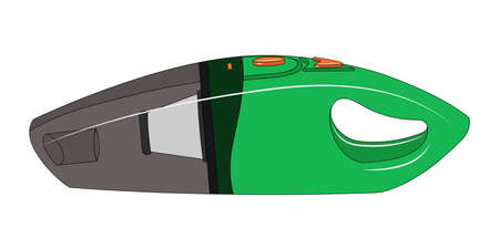 Green handheld vacuum cleaner on a white background.のイラスト素材