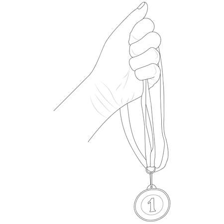 Prize medal ink on a white background.のイラスト素材