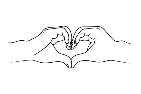Hands show a heart sketch illustration.のイラスト素材