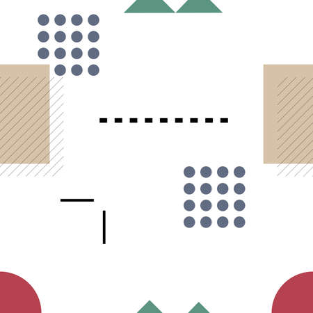 Geometric seamless pattern. Triangles, circles, squares, lines pattern.