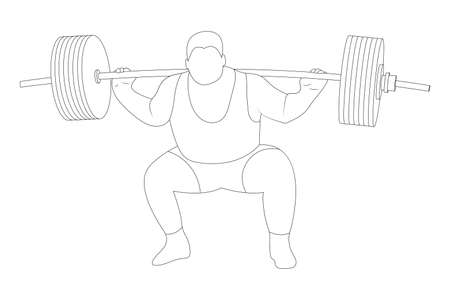 Weightlifter lifting the barbell sketch illustration.のイラスト素材