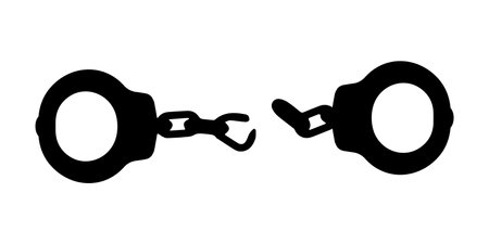 Broken handcuffs vector illustration isolated on white background.のイラスト素材