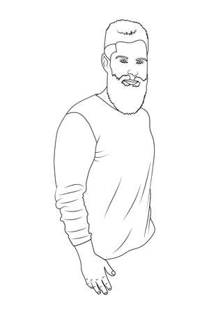 Man body with a beard sketch illustration.のイラスト素材