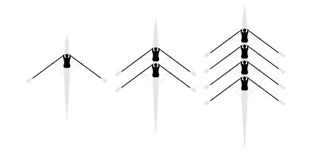 Rowing boat set pictogram vector illustration.