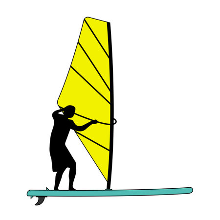 Windsurf inflatable SUP board vector illustration.のイラスト素材
