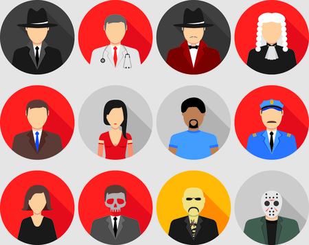 Set of characters for mafia psychologic gameのイラスト素材