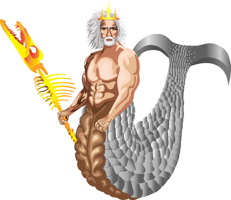 An image of the ancient Greek god. Authority, indestructible and violent force, which manifests itself inseparably with the regal grandeur of Poseidon.のイラスト素材