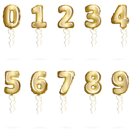 Vector image of a set of inflatable balloons numbers. Cartoon.のイラスト素材