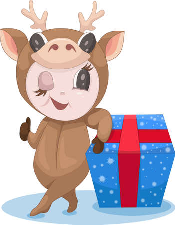 Vector image of a girl dressed as a deerのイラスト素材