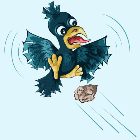 illustration of a crow soaring in the airのイラスト素材