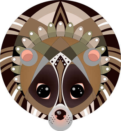 Vector image of lemur in geometric style, inscribed in a circleのイラスト素材