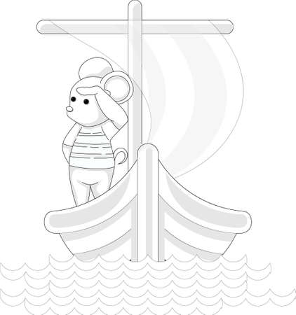 Character cartoon mouse. The fantastic nature of the mouse. Vector illustration. A hero from a fairy tale. For coloring. Hand-drawn doodlesのイラスト素材