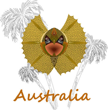 Vector image of a frill-neck lizard. Geometric interpretation.のイラスト素材