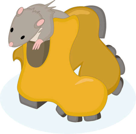 Vector image of a rat sitting in a bootのイラスト素材