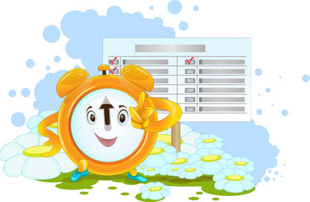 Vector image of an alarm clock indicating unfinished business. The concept of time management.のイラスト素材