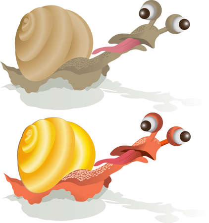 vector image of a snail aspiring to the goalのイラスト素材