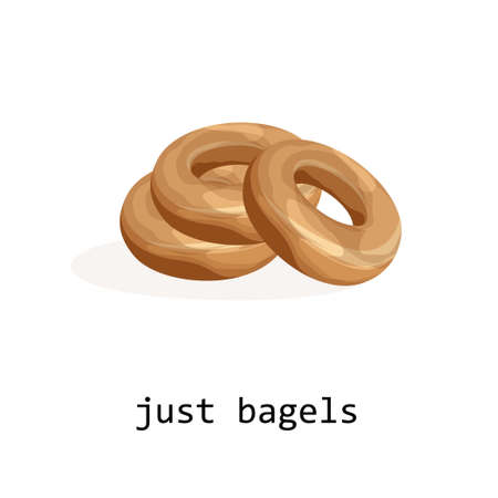 Vector image of bagels isolated on white background. Cartoon style.のイラスト素材