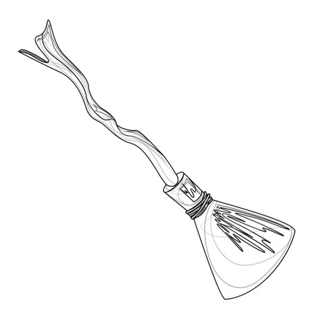 Vector image of a broom in detailed lines. Concept. Outline style. EPS 10のイラスト素材