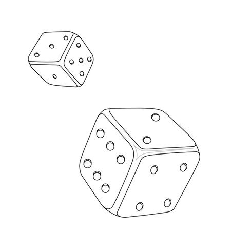 Vector image of dice in dynamics. Concept.のイラスト素材