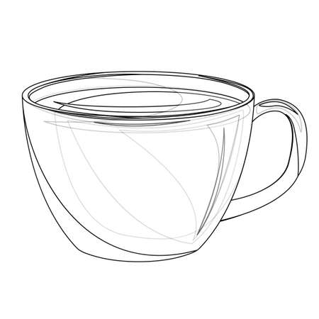 Vector image of a cup filled with hot drink in lines. isolated on white background. EPS 10のイラスト素材