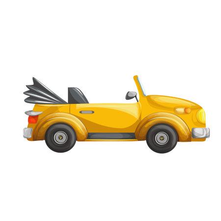 Vector image of a yellow car with a folded roof. cartoon style. isolated on white background. EPS 10のイラスト素材