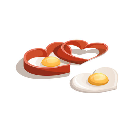 Vector image of fried eggs in the form of a heart. cartoon style. EPS 10のイラスト素材