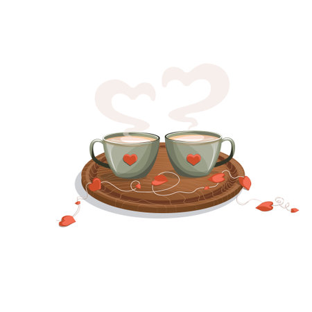 Vector image in retro style of cups for lovers. cartoon style. EPS 10のイラスト素材