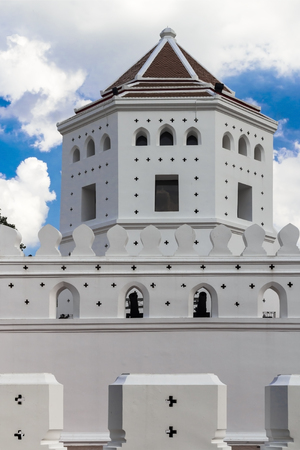 antique guns on the walls of a medieval fortress in Bangkok Thailandのeditorial素材