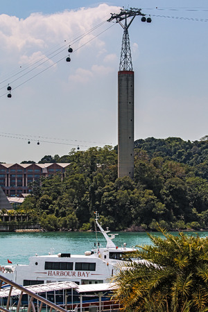 cable crossing to the island of Sentosa in Singaporeのeditorial素材