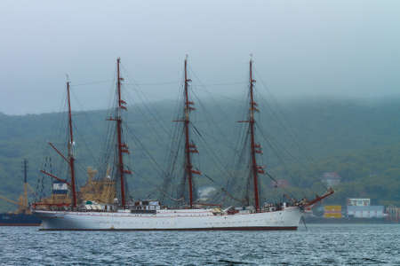 Vladivostok, Primorsky Krai, Russia, 06/27/2020, sailing barque Sedov in the Amur Bay on the...