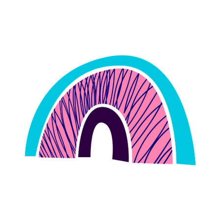 Abstract bright rainbow, vector illustration in a flat style, isolated elements on a white background.のイラスト素材