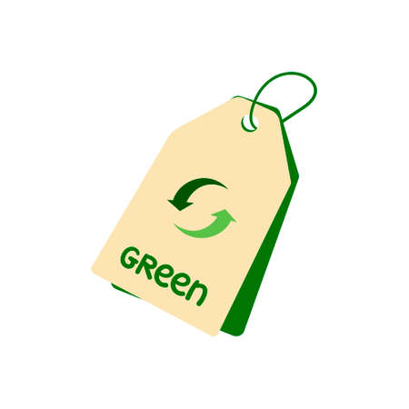 Vector illustration, label with recycling sign and eco-friendly inscription, isolated elementのイラスト素材