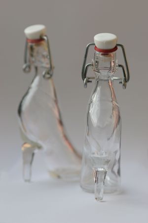 tow glass bottlesの写真素材