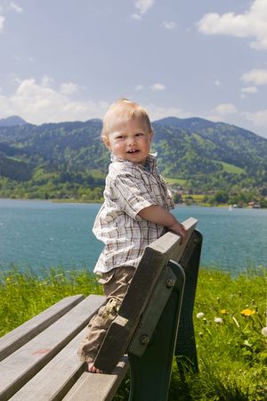 Baby boy outdoorの写真素材