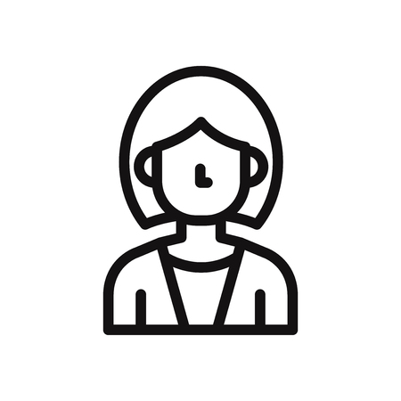 Business woman icon, avatar symbol. Female pictogram, flat vector sign isolated on white background. Simple vector illustration for graphic and web design.のイラスト素材
