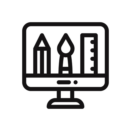 Graphic design tools in monitor vector iconのイラスト素材