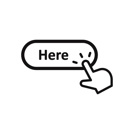 Hand click cursor clicking Here button vector iconのイラスト素材