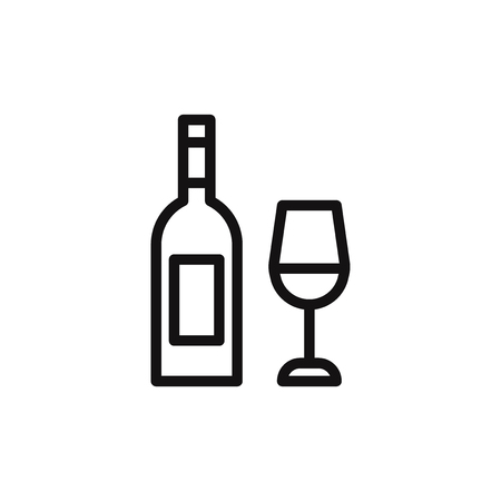 Wine bottle with wine glass vector iconのイラスト素材