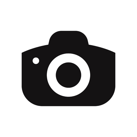 Photo camera icon isolated on white background. Modern, simple symbol in trendy design style for website, mobile, app, graphic, logo, UI. Flat vector element illustration. EPS10.のイラスト素材