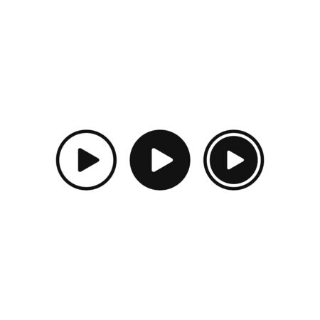 Play buttons vector icon in modern design style for web site and mobile app, outline and filled play symbolsのイラスト素材