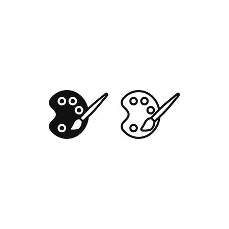 Paint palette and brush icon vector. Painter tools signのイラスト素材