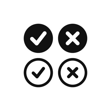 Check marks icon vector. True or False sign. Yes or No symbolのイラスト素材