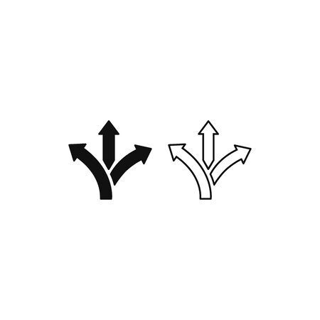 Three-way direction arrow icon vector. Road direction signのイラスト素材