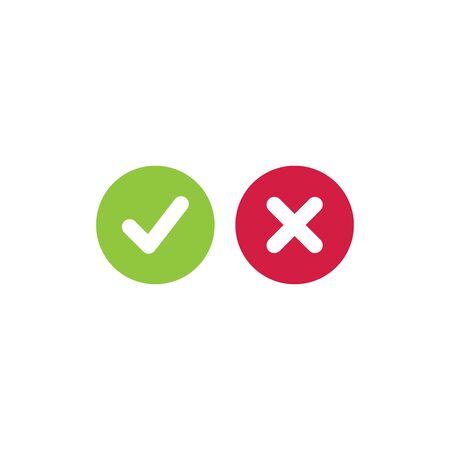 Checkmark and cancel mark icon vector. True or False sign. Yes or No symbolのイラスト素材