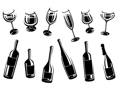 alcoholic glass collection  Vector illustrationのイラスト素材