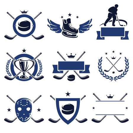 Hockey labels and icons set  Vector のイラスト素材